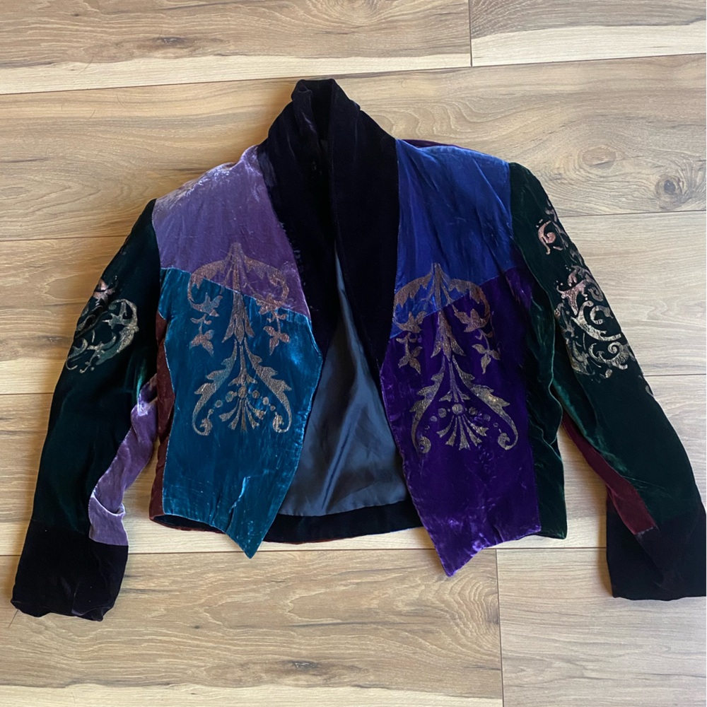 Velvet Multicolor Embroidered Jacket - image 8